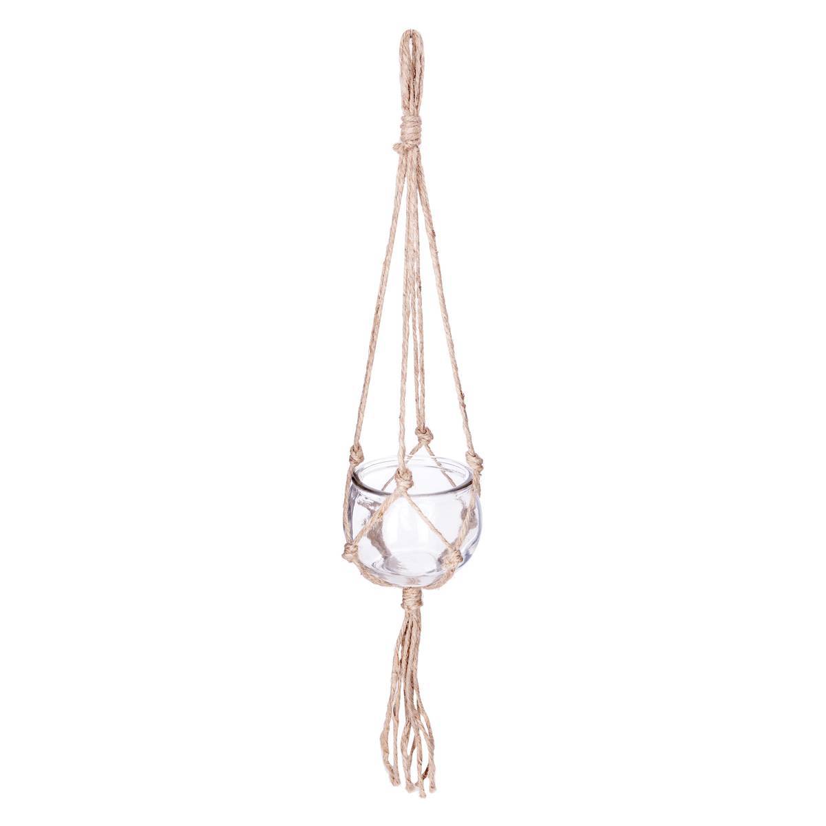 Atmosphera - Cache pot suspendu verre et jute D11cm - Atmosphera Créateur d'intérieur