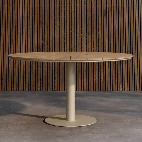 Table de Jardin Ronde en Teck "Croft" 120cm Beige - Image 2