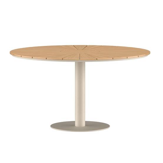 Table de Jardin Ronde en Teck "Croft" 120cm Beige - Image 1