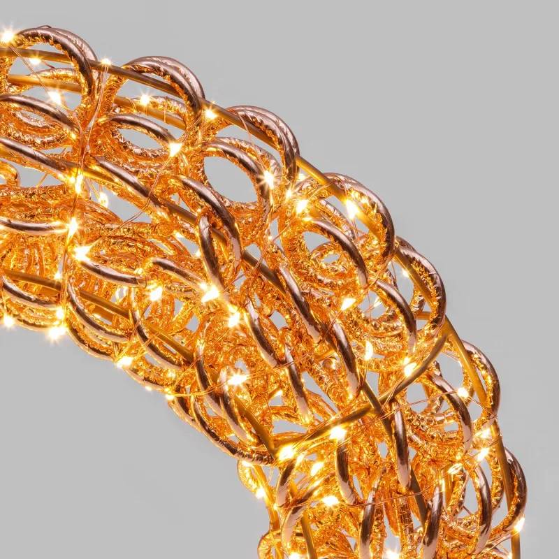 Lotti - Couronne lumineuse ø40cm Rose Gold 400 MicroLED blanc chaud fixe & scintillant IP44 métal Lotti - Image 6