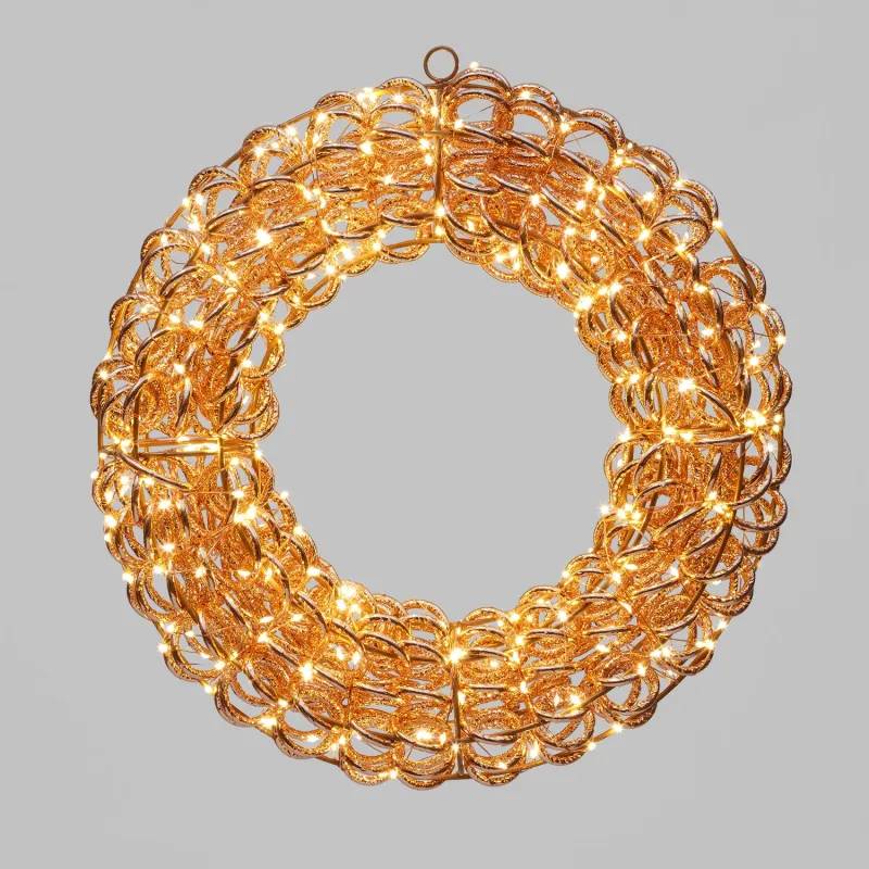 Lotti - Couronne lumineuse ø40cm Rose Gold 400 MicroLED blanc chaud fixe & scintillant IP44 métal Lotti - Image 1