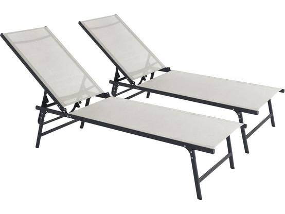 Lot De 2 Bains De Soleil En Métal "sublima" - 180 X 54 X 104 Cm - Beige -habitat Et Jardin - Image 1