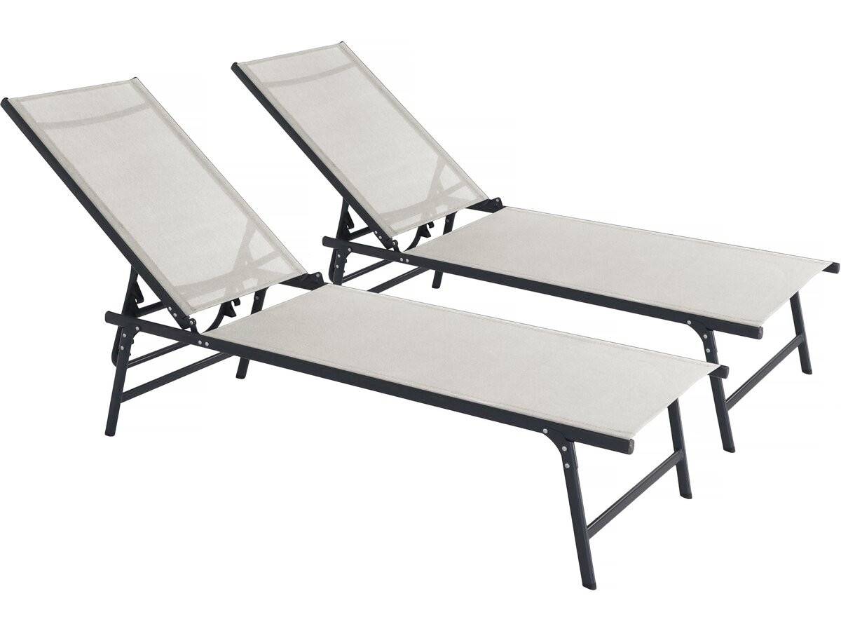 Lot De 2 Bains De Soleil En Métal "sublima" - 180 X 54 X 104 Cm - Beige -habitat Et Jardin - Image 1