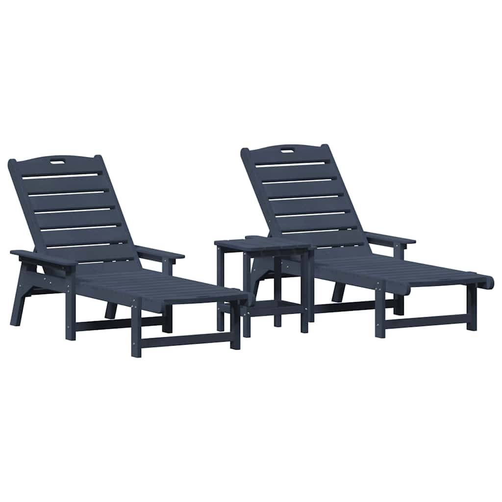 Vidaxl - Transat 3 pc Polyéthylène Bleu marine vidaXL 3335855 - Image 2