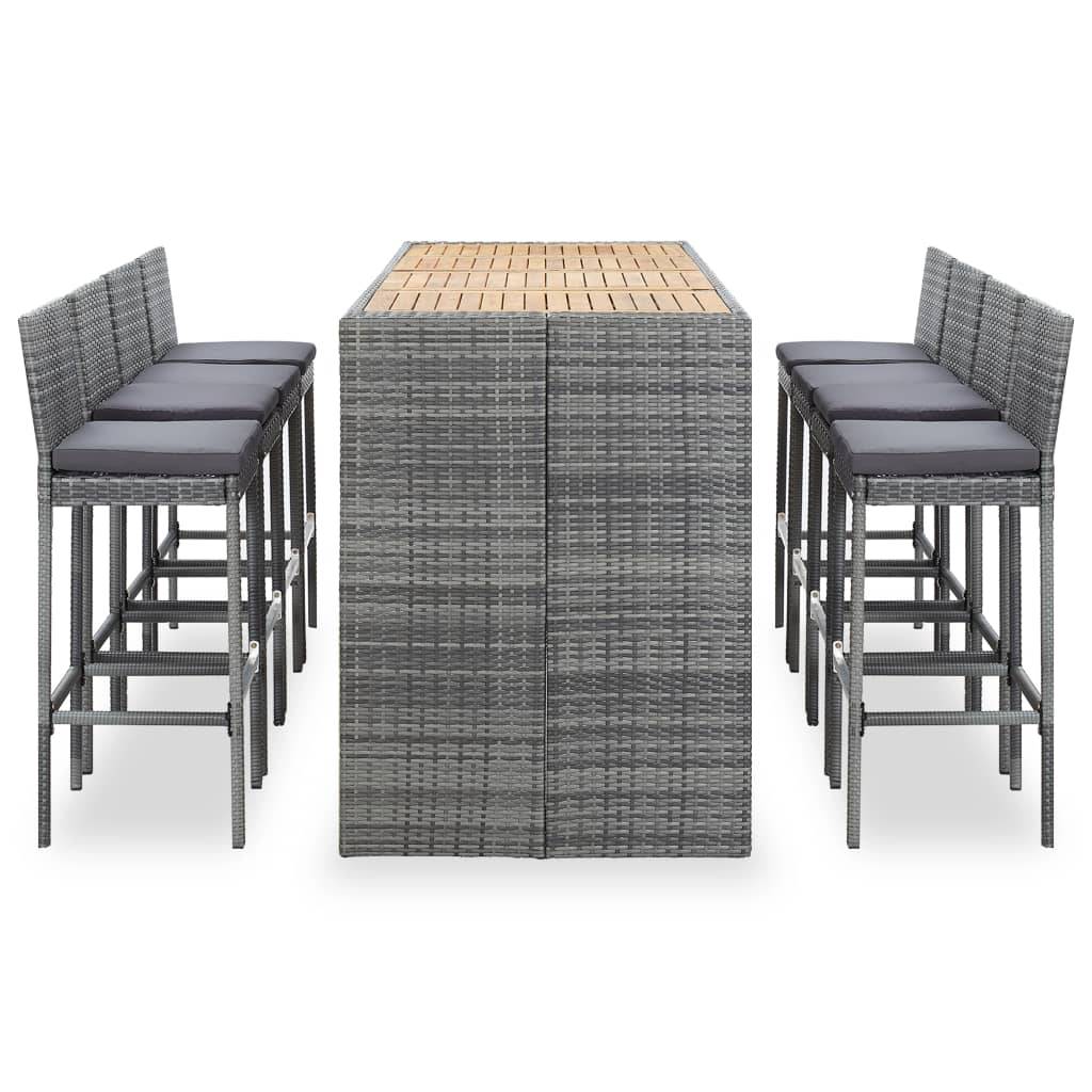 Vidaxl - Ensemble de bar d'extérieur 9 pcs poly rotin bois d'acacia Gris vidaXL 49567 - Imagen 2