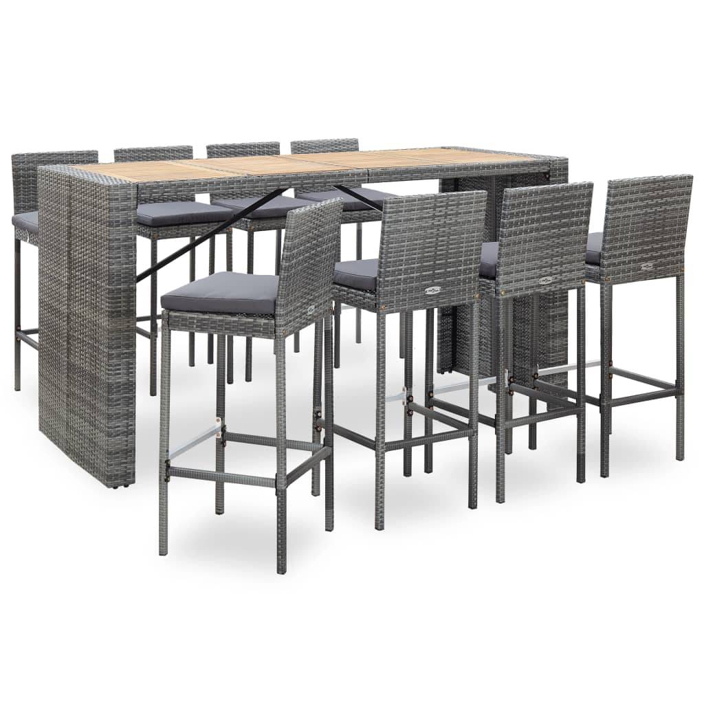 Vidaxl - Ensemble de bar d'extérieur 9 pcs poly rotin bois d'acacia Gris vidaXL 49567 - Imagen 1