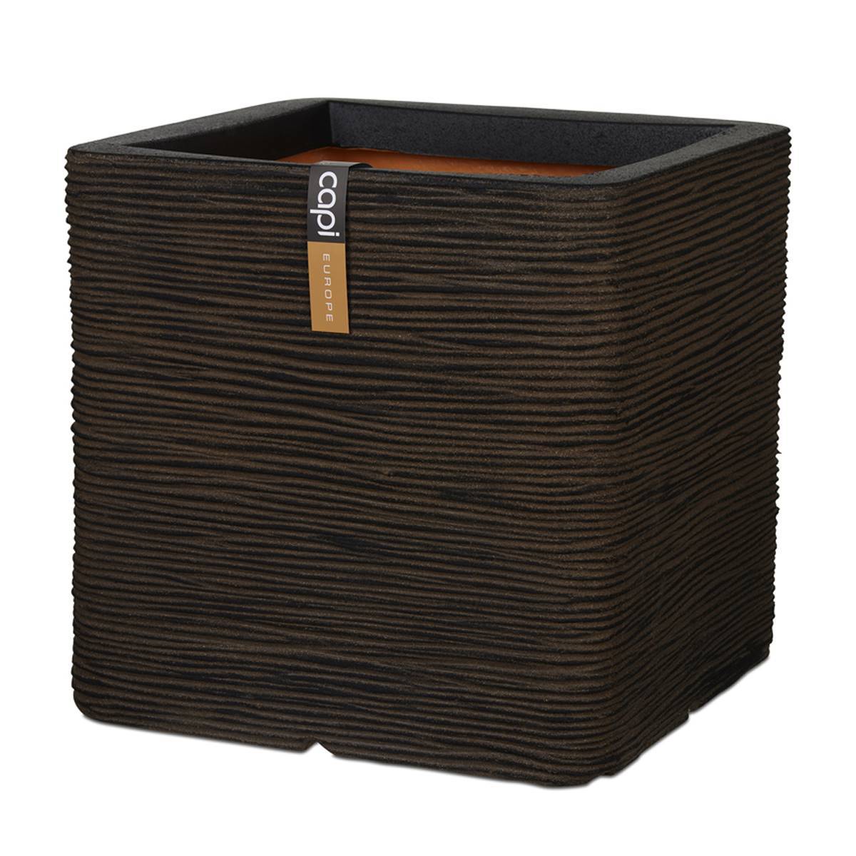 Artificielles - Bac Rib Top Qualité Int/Ext. cube 40x40x40 cm marron foncé - dimhaut: H 40 cm - couleur: Marron