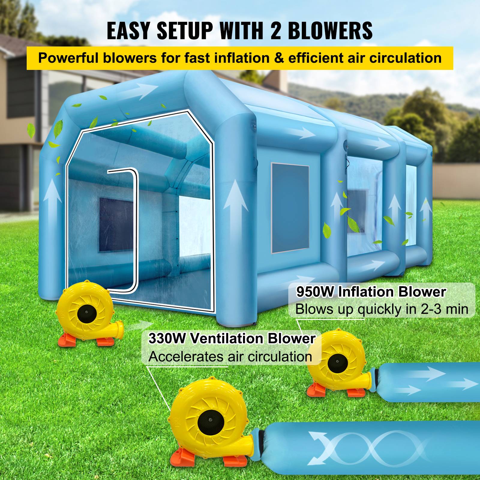 Vevor - VEVOR Cabine peinture gonflable 8x4.5x3m, Oxford 210D, 2 ventilos, garage/atelier. - Image 6