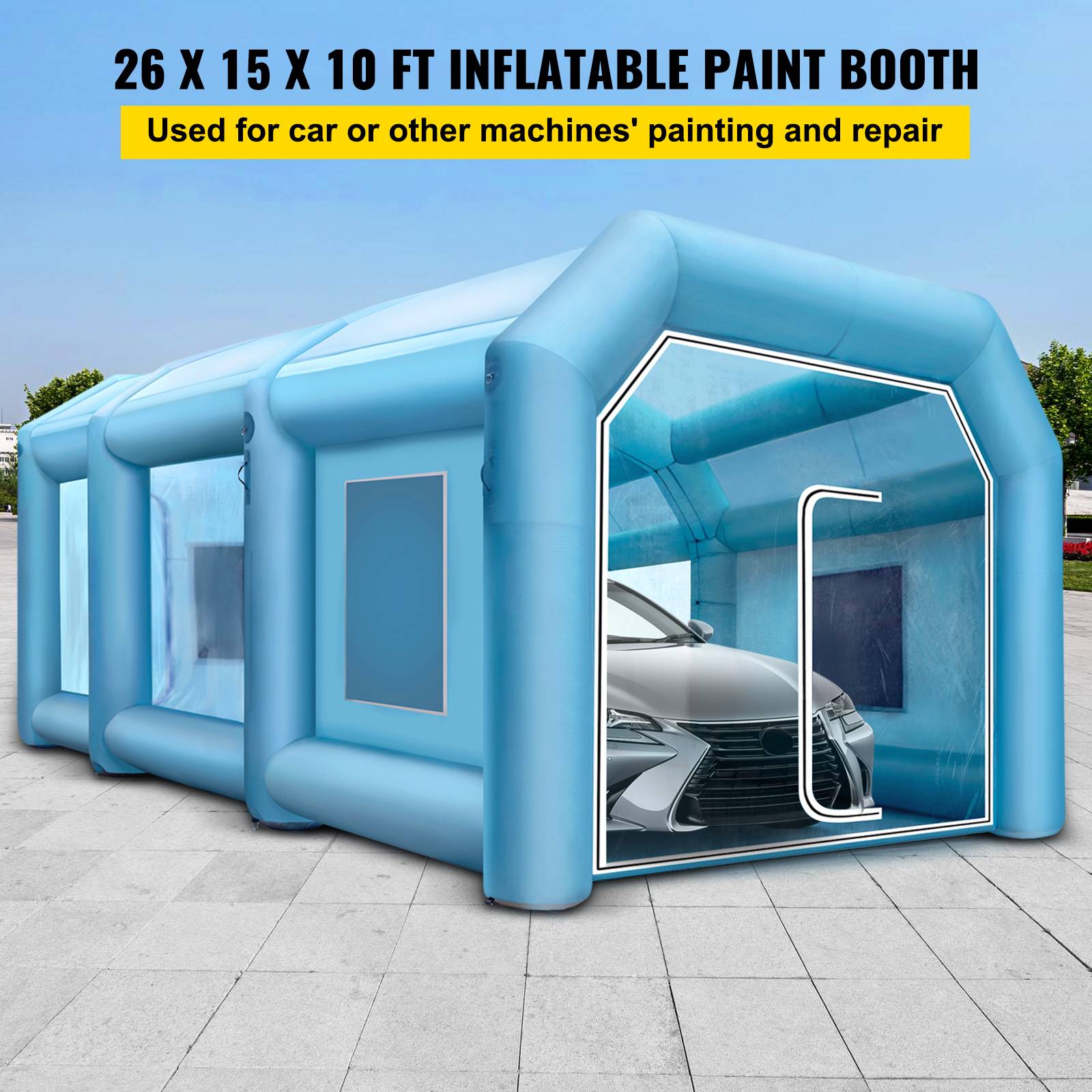 Vevor - VEVOR Cabine peinture gonflable 8x4.5x3m, Oxford 210D, 2 ventilos, garage/atelier. - Image 2
