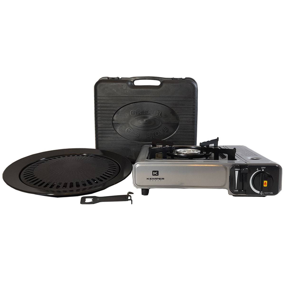 Barbecue à gaz et Réchaud gaz piézo 2200W 2 en1 Camping KEMPER - Imagen 5