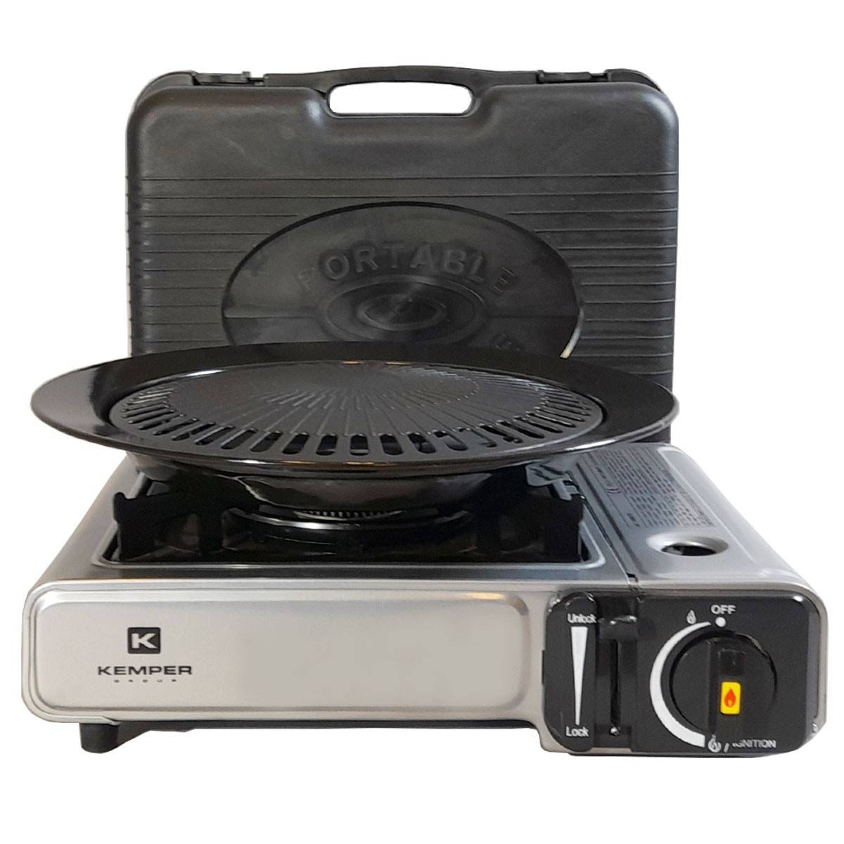 Barbecue à gaz et Réchaud gaz piézo 2200W 2 en1 Camping KEMPER - Imagen 4