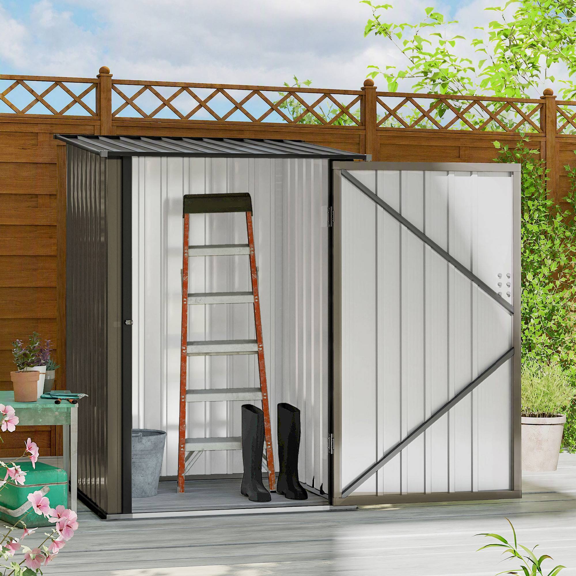 Abri outillage acier 100x103x160cm brun - Image 9