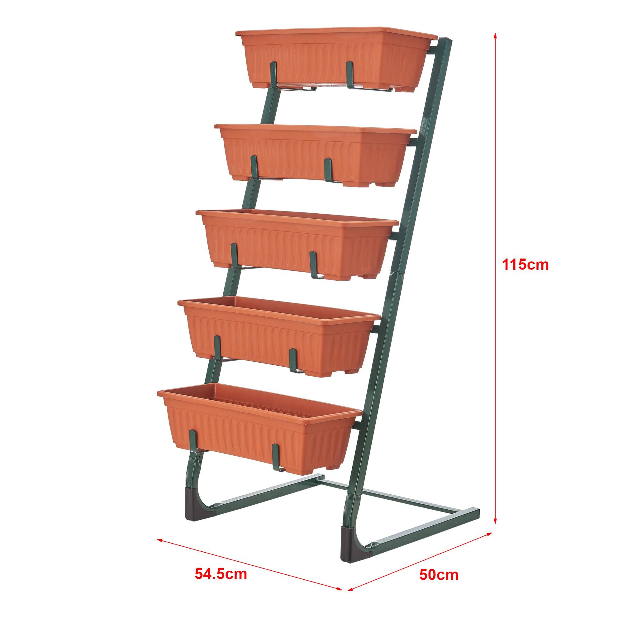 Helloshop26 - Jardinière verticale schiedam à 5 niveaux 54,5 x 50 x 115 cm vert foncé marron - Imagen 3