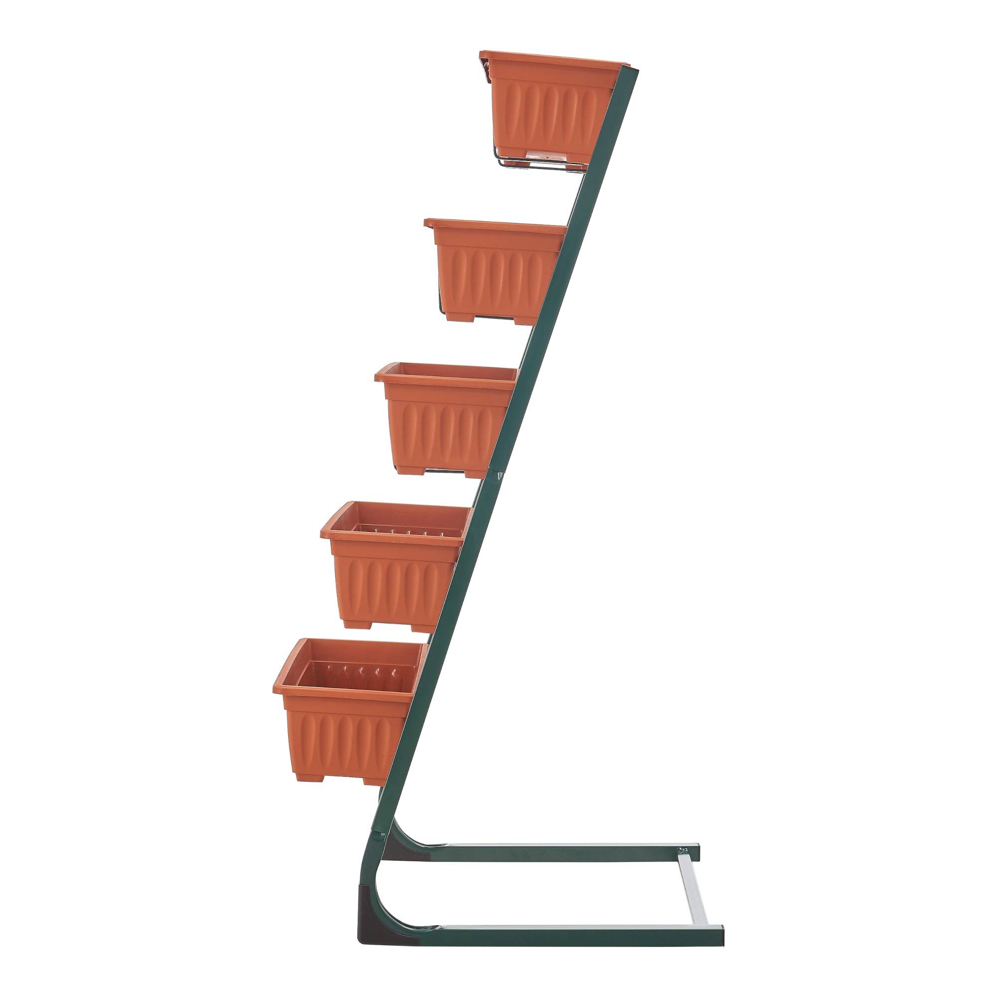 Helloshop26 - Jardinière verticale schiedam à 5 niveaux 54,5 x 50 x 115 cm vert foncé marron - Imagen 4