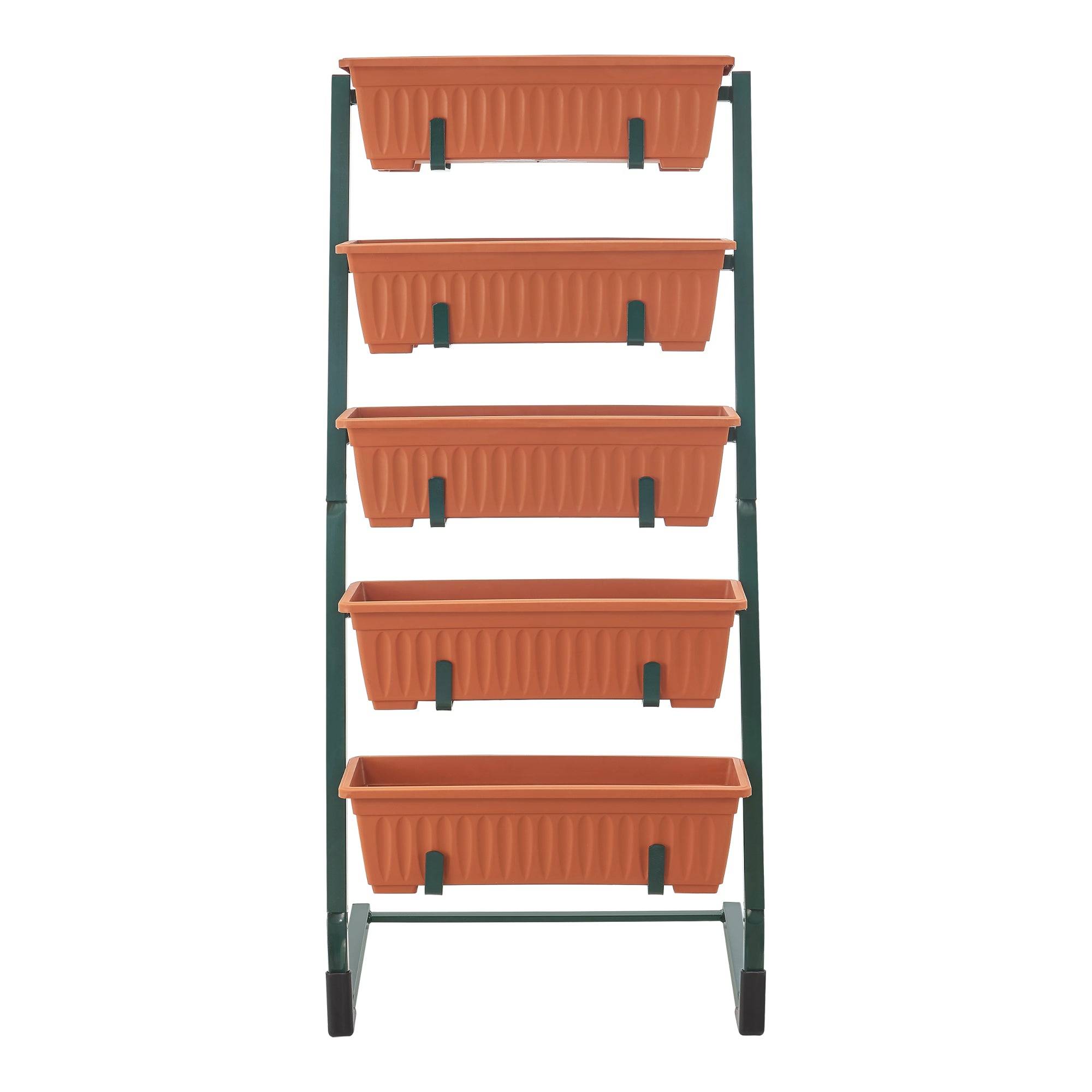 Helloshop26 - Jardinière verticale schiedam à 5 niveaux 54,5 x 50 x 115 cm vert foncé marron - Imagen 1