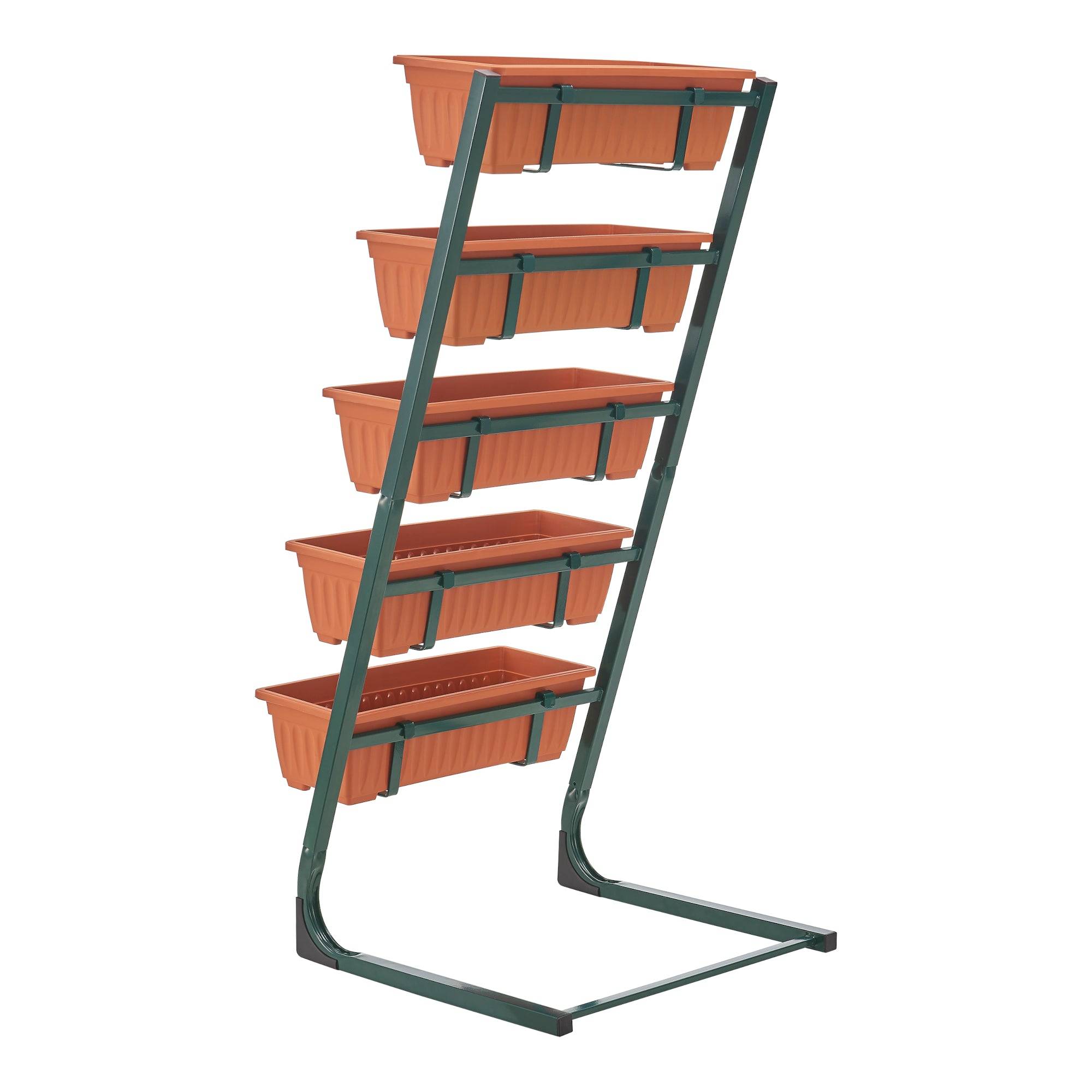 Helloshop26 - Jardinière verticale schiedam à 5 niveaux 54,5 x 50 x 115 cm vert foncé marron - Imagen 5