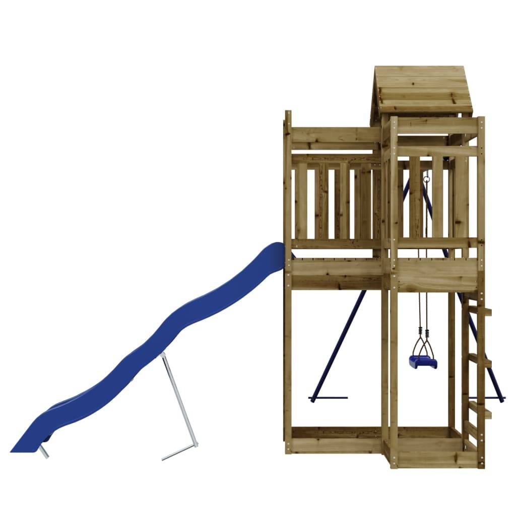 Helloshop26 - Aire de jeux d'extérieur balançoires toboggan portiques robuste jeux jardin 291 x 373 x 238 cm bois de pin imprégné - Imagen 5