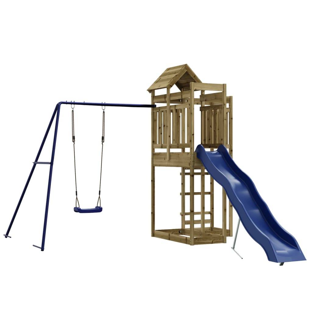 Helloshop26 - Aire de jeux d'extérieur balançoires toboggan portiques robuste jeux jardin 291 x 373 x 238 cm bois de pin imprégné - Imagen 1
