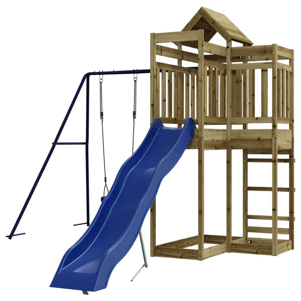 Helloshop26 - Aire de jeux d'extérieur balançoires toboggan portiques robuste jeux jardin 291 x 373 x 238 cm bois de pin imprégné - Imagen 2