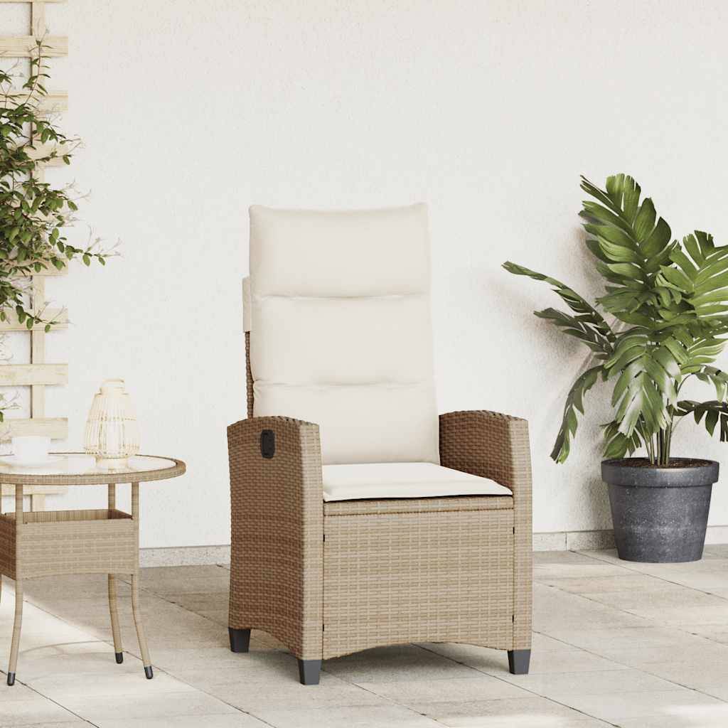 Fauteuil de jardin inclinable en polyrotin dossier réglable avec table d'appoint pour extérieur Beige – ComfortXL Outdoor Living