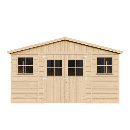 Timbela - Abri de Jardin en Bois Naturel H246x418x522 cm / 20 m² - Stockage extérieur avec fenêtres - 17 mm d’épaisseur - Timbela M333 - Image 3