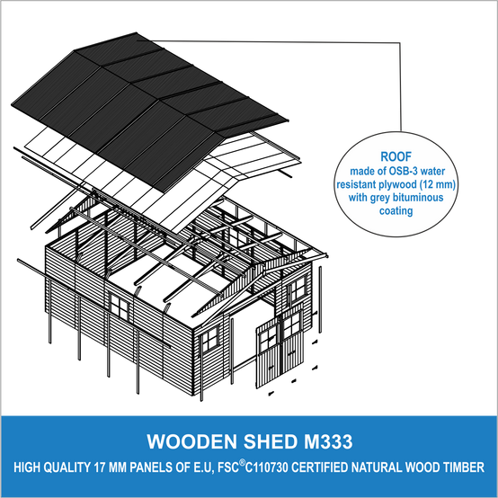 Timbela - Abri de Jardin en Bois Naturel H246x418x522 cm / 20 m² - Stockage extérieur avec fenêtres - 17 mm d’épaisseur - Timbela M333 - Image 7