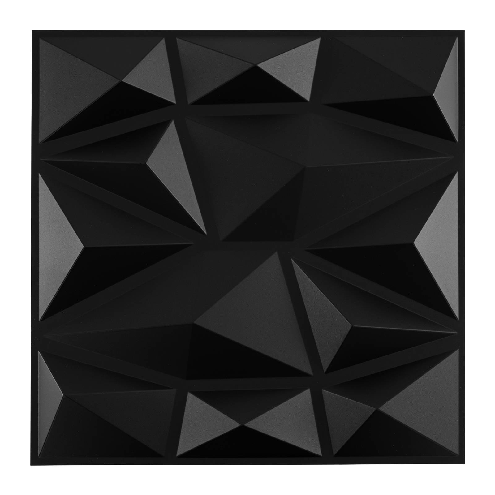 Lot de 50 Panneaux Muraux 3D Carrés 30 x 30 cm, Décoration Murale Intérieure en PVC Résistant au Feu avec Accent Diamant pour Découpe Créative, Noir