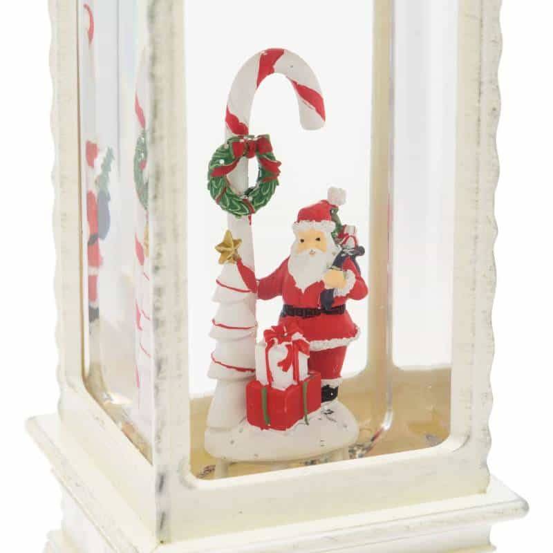 Lotti - Lanterne Rectangulaire Père Noël et Candy Cane Blanc GLITTER LED H27,5cm Lotti - Imagen 2