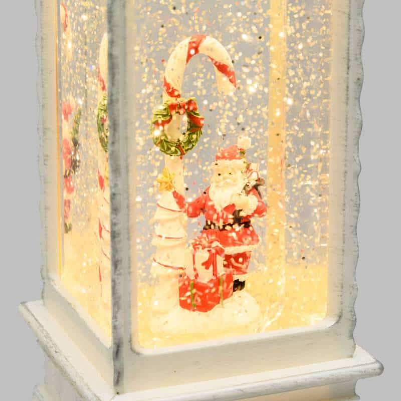 Lotti - Lanterne Rectangulaire Père Noël et Candy Cane Blanc GLITTER LED H27,5cm Lotti - Imagen 3