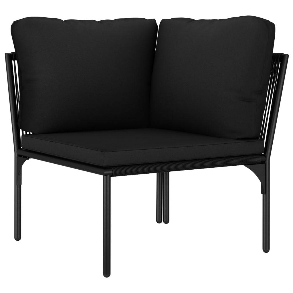 Helloshop26 - Salon de jardin meuble d'extérieur ensemble de mobilier 6 pièces avec coussins noir pvc - Imagen 5