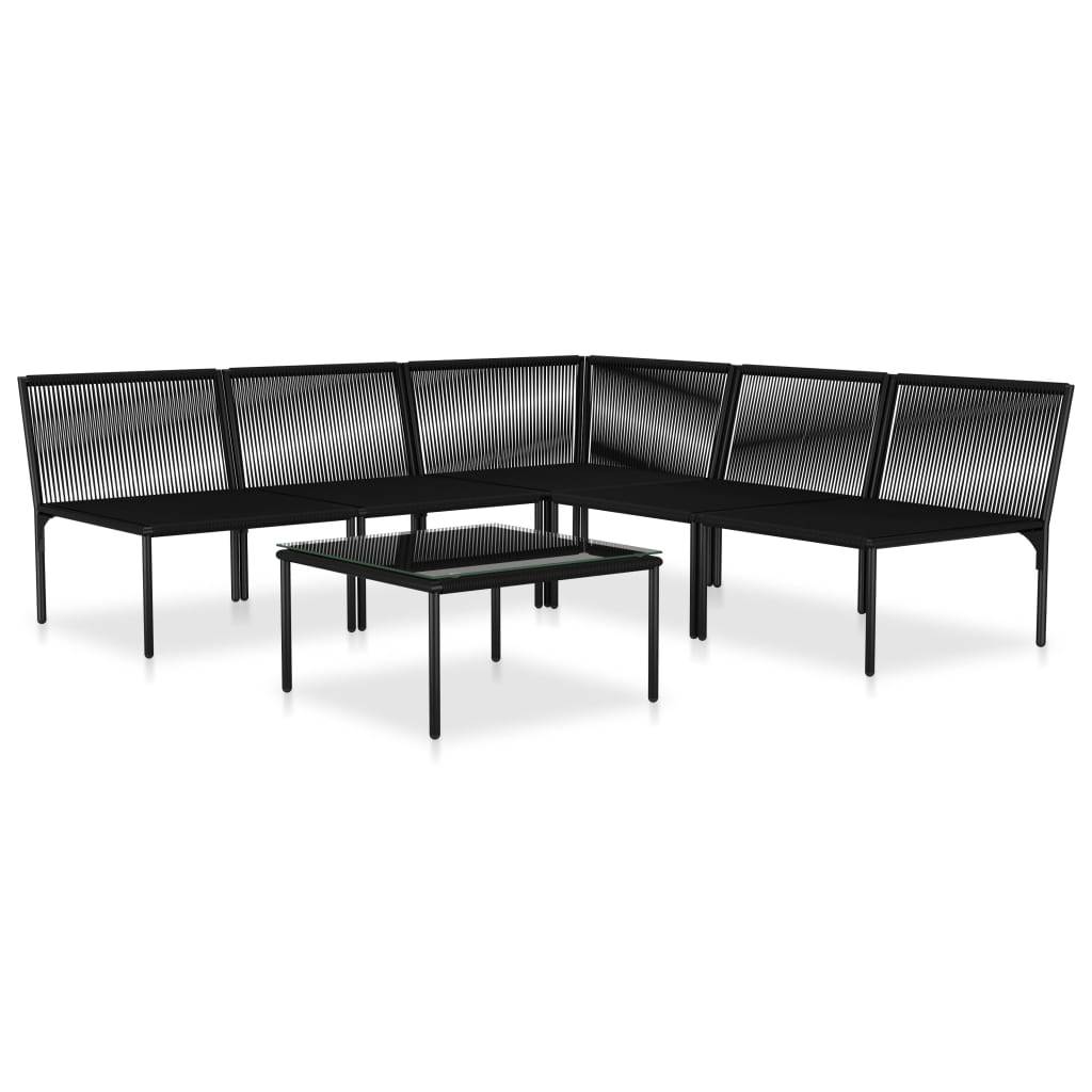 Helloshop26 - Salon de jardin meuble d'extérieur ensemble de mobilier 6 pièces avec coussins noir pvc - Imagen 2