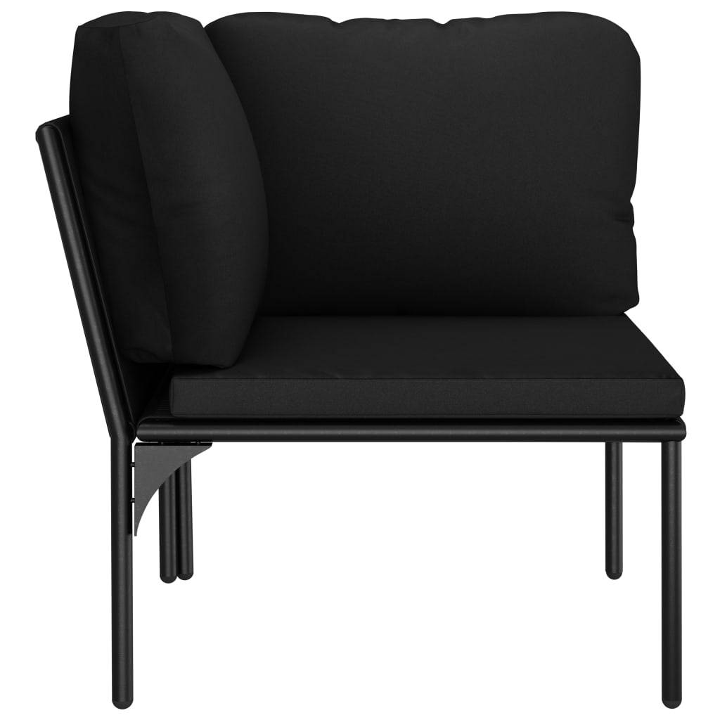 Helloshop26 - Salon de jardin meuble d'extérieur ensemble de mobilier 6 pièces avec coussins noir pvc - Imagen 6