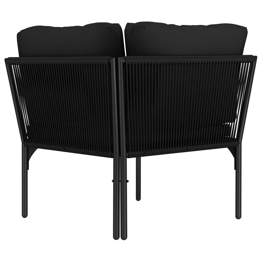 Helloshop26 - Salon de jardin meuble d'extérieur ensemble de mobilier 6 pièces avec coussins noir pvc - Imagen 7