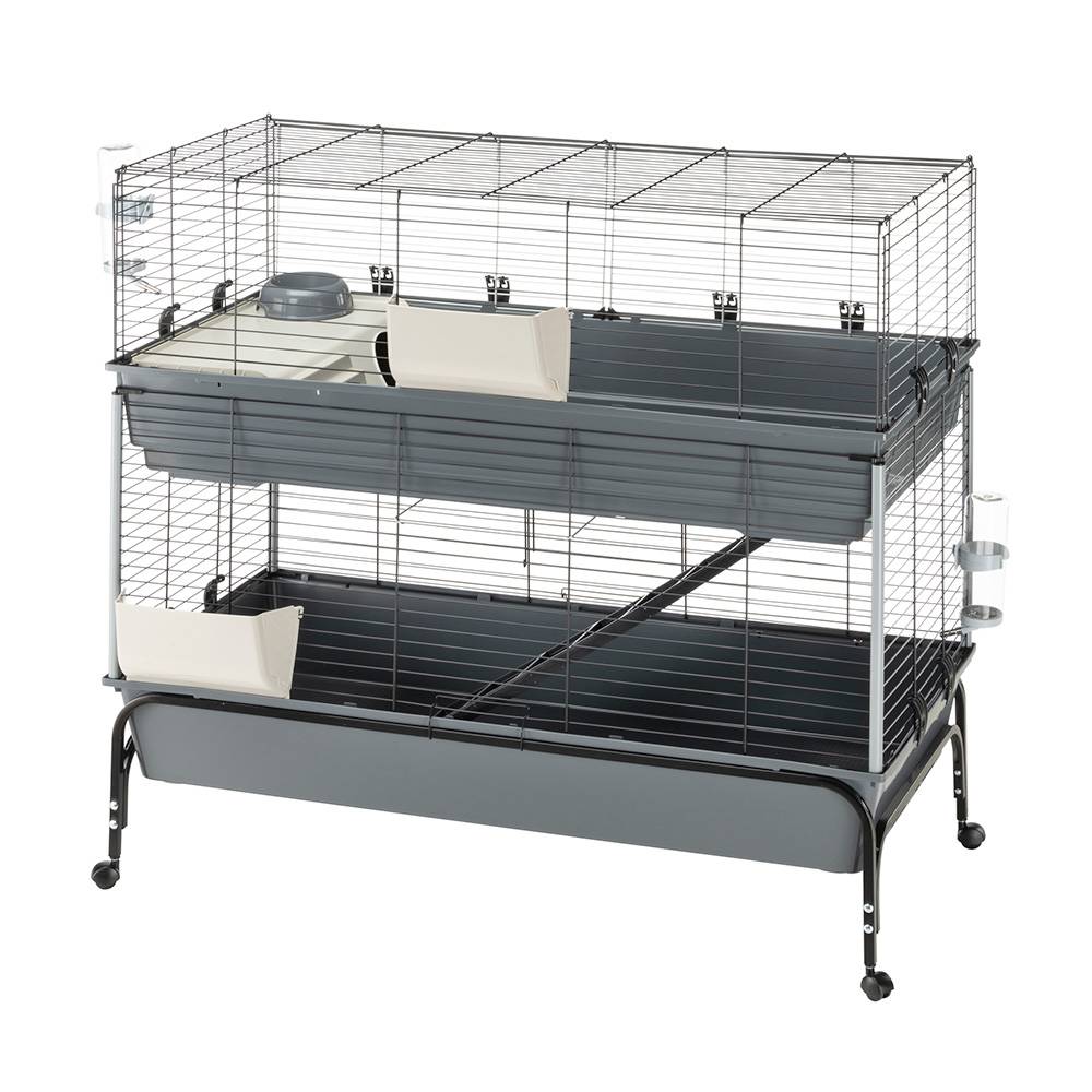 Ferplast - Cage Deux étages pour Lapins RABBIT 120 DOUBLE, Face avant Ouvrable, Support et Accessoires inclus - Imagen 4
