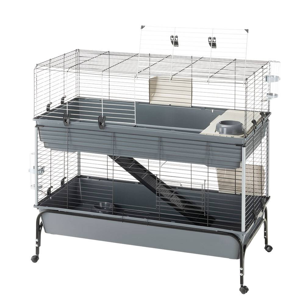 Ferplast - Cage Deux étages pour Lapins RABBIT 120 DOUBLE, Face avant Ouvrable, Support et Accessoires inclus - Imagen 3