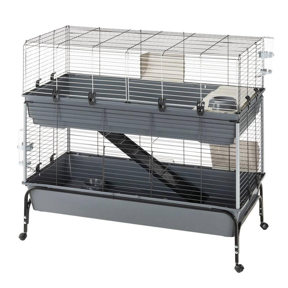 Ferplast - Cage Deux étages pour Lapins RABBIT 120 DOUBLE, Face avant Ouvrable, Support et Accessoires inclus - Imagen 1