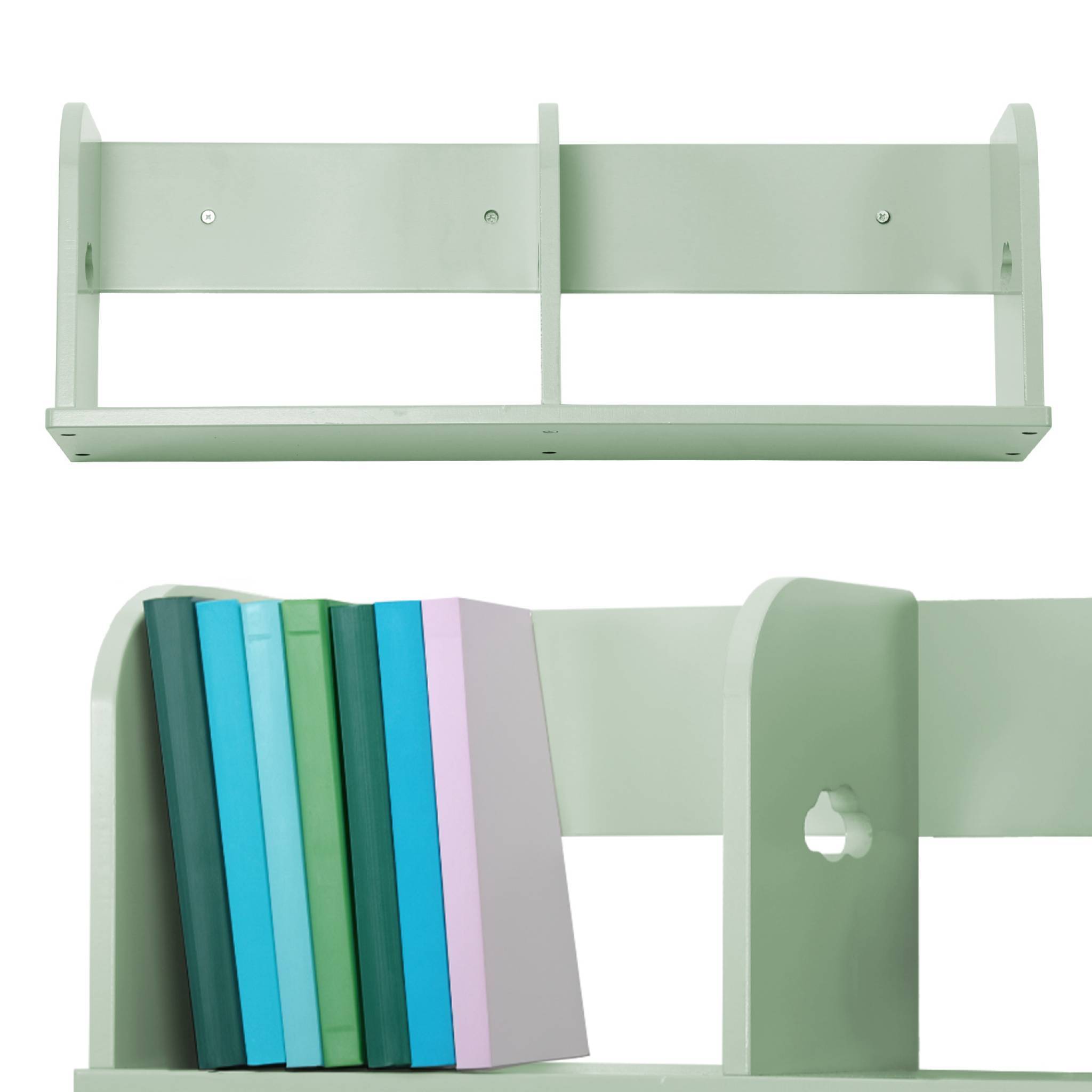 Etagère murale dinosaure 5 espaces de rangement vert - L 108 x P 16.5 x
