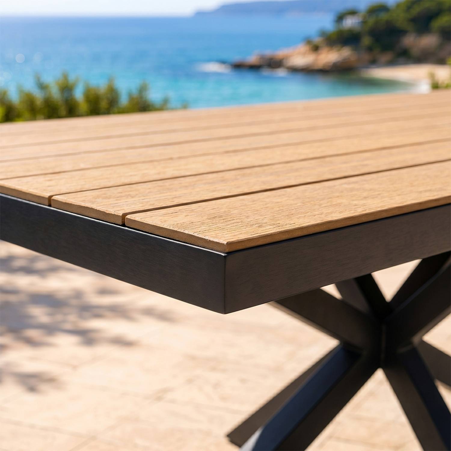 Table de jardin 8 places effet bois 190cm ALMADA - Image 6