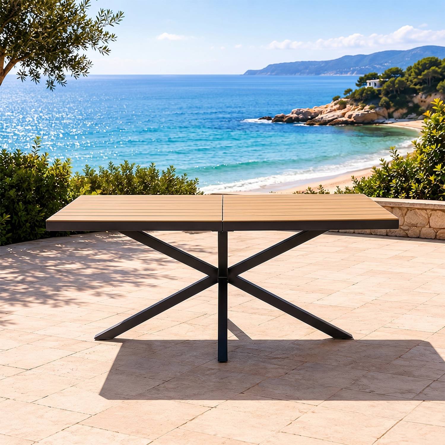 Table de jardin 8 places effet bois 190cm ALMADA - Image 5