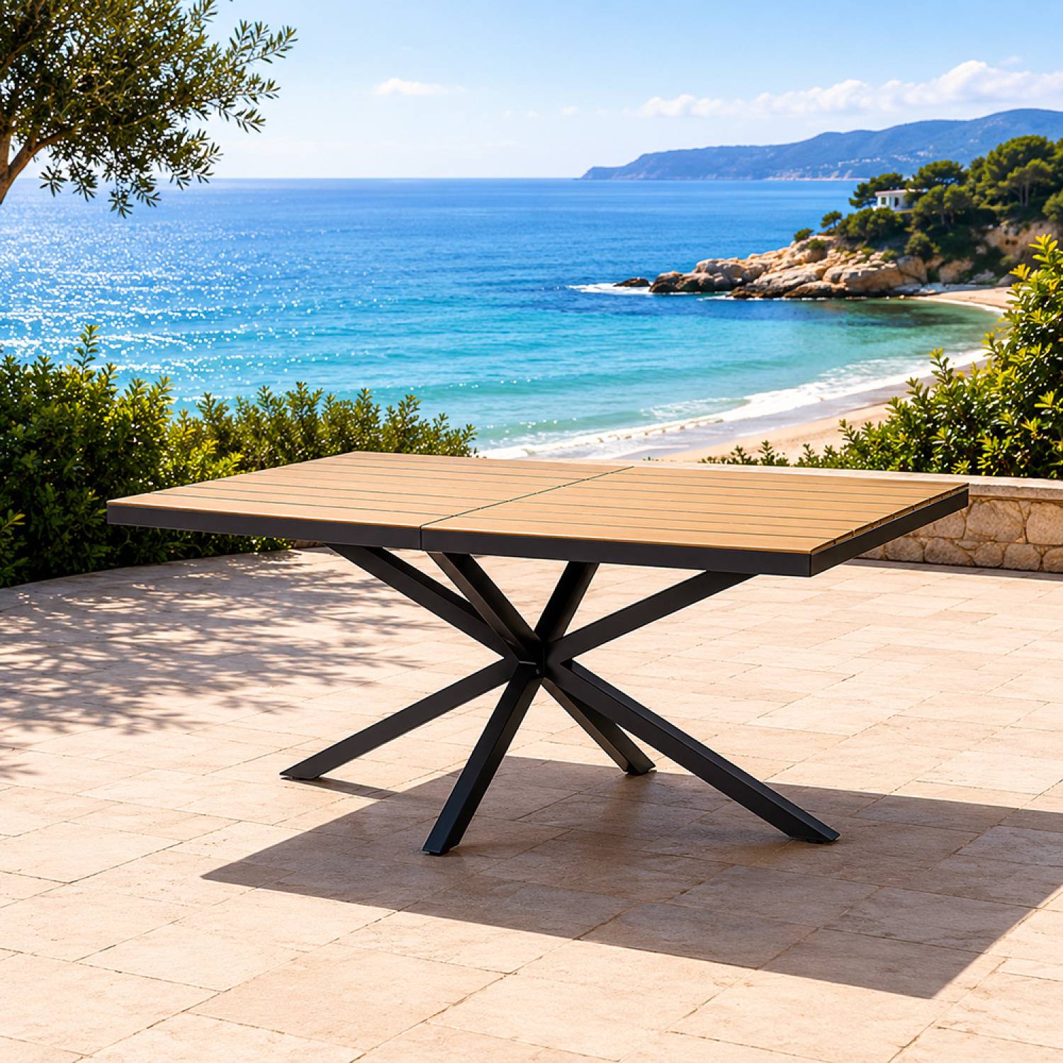 Table de jardin 8 places effet bois 190cm ALMADA - Image 2