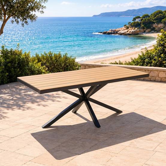 Table de jardin 8 places effet bois 190cm ALMADA - Image 4