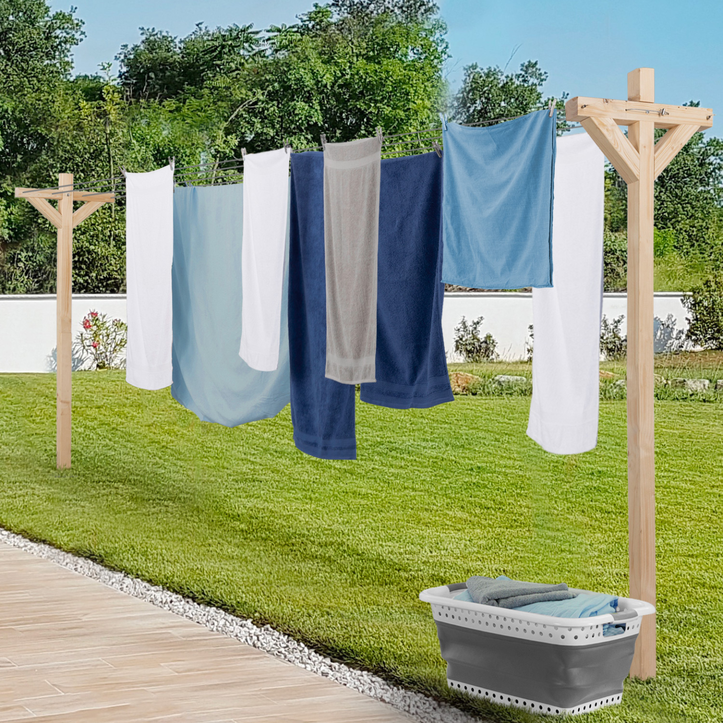 Etendoir à linge extérieur MADERA capacité 12M en bois - Image 1