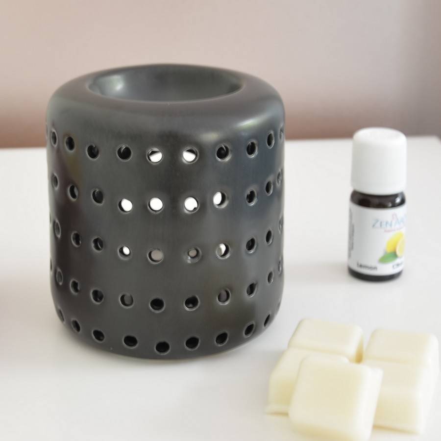 Brûle Parfum d'Ambiance et Diffuseur Huile Essentielle Aromathérapie – Céramique Noire – Haut 9,5 cm – Zen'Arôme - Image 1