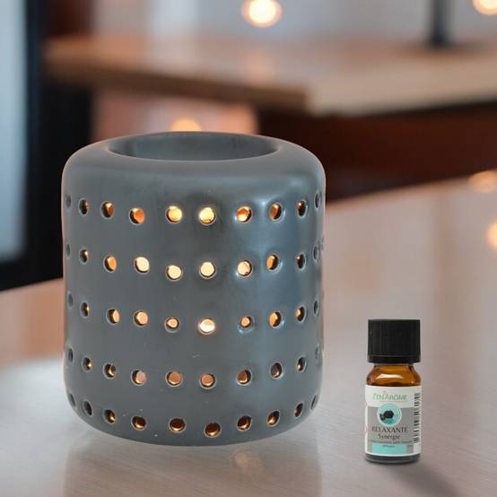 Brûle Parfum d'Ambiance et Diffuseur Huile Essentielle Aromathérapie – Céramique Noire – Haut 9,5 cm – Zen'Arôme - Image 3