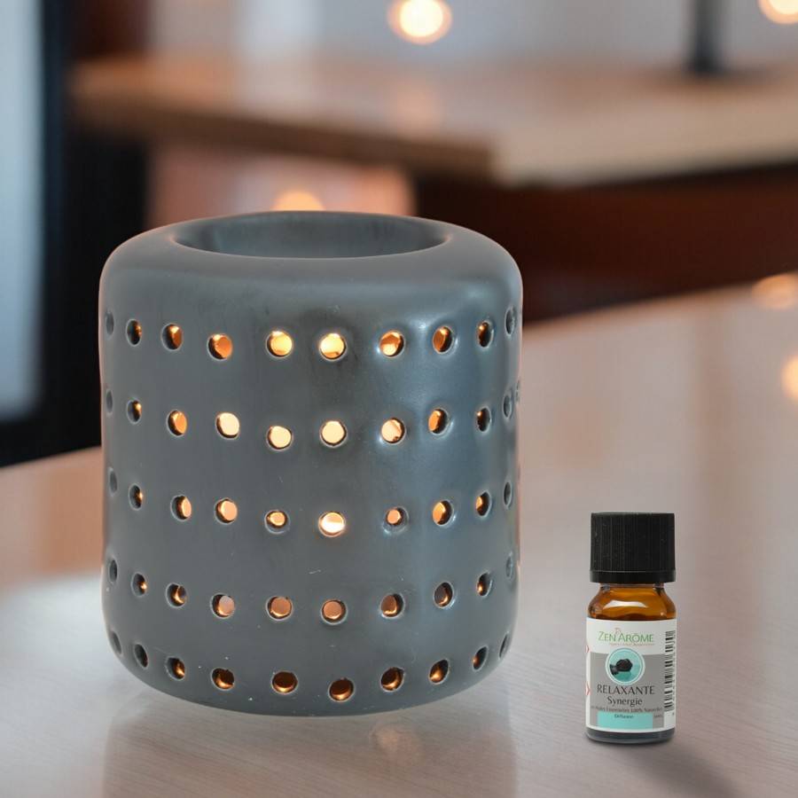 Brûle Parfum d'Ambiance et Diffuseur Huile Essentielle Aromathérapie – Céramique Noire – Haut 9,5 cm – Zen'Arôme - Image 3