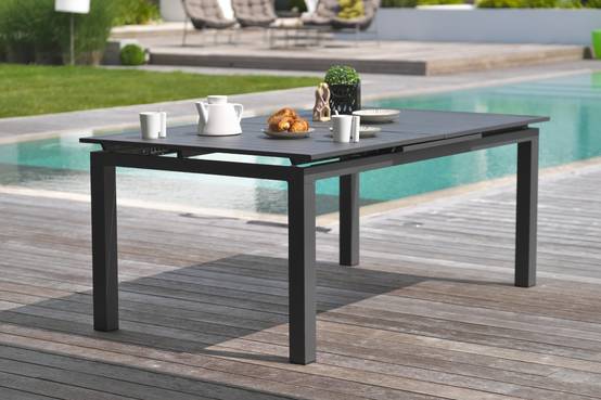Dcb Garden - Ensemble repas de jardin 4 places en aluminium - Gris anthracite - ALU-MIAMI - Image 6
