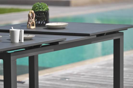 Dcb Garden - Ensemble repas de jardin 4 places en aluminium - Gris anthracite - ALU-MIAMI - Image 2