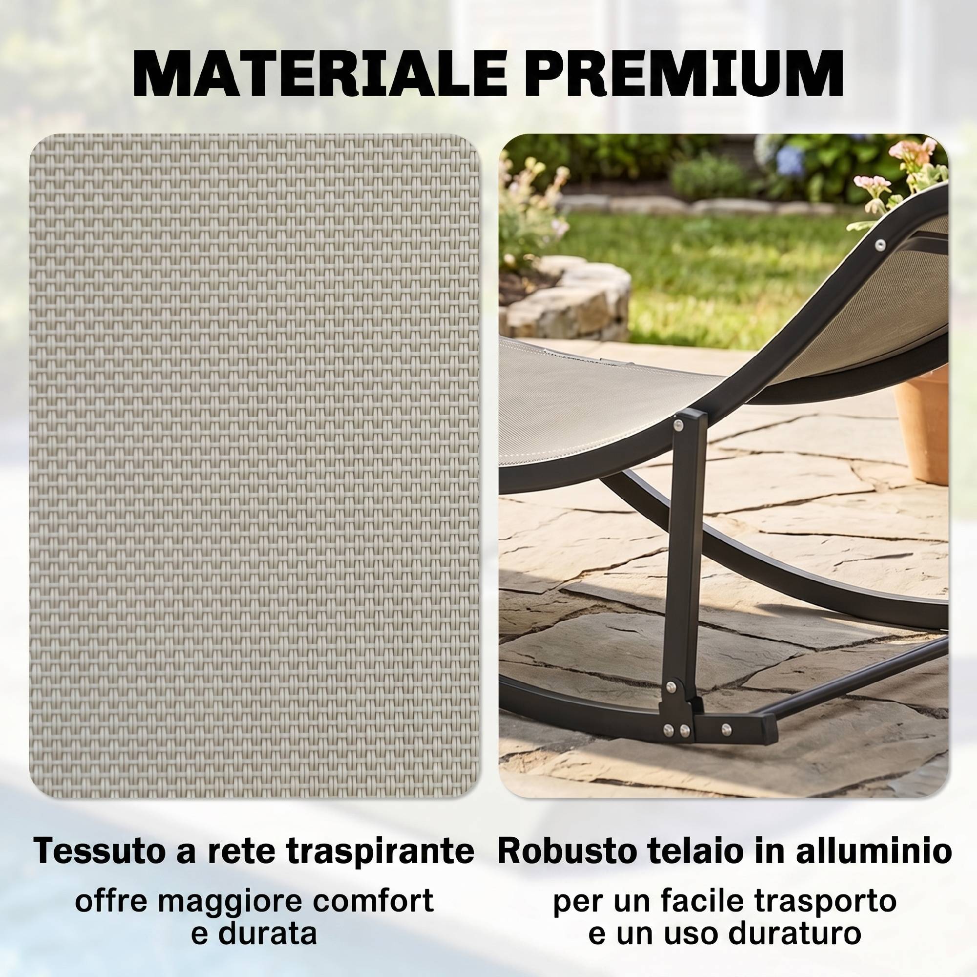 Ensemble de 2 chaises longues pliantes de jardin, en aluminium et textilène, 61 x 165 x 63 cm - Image 8