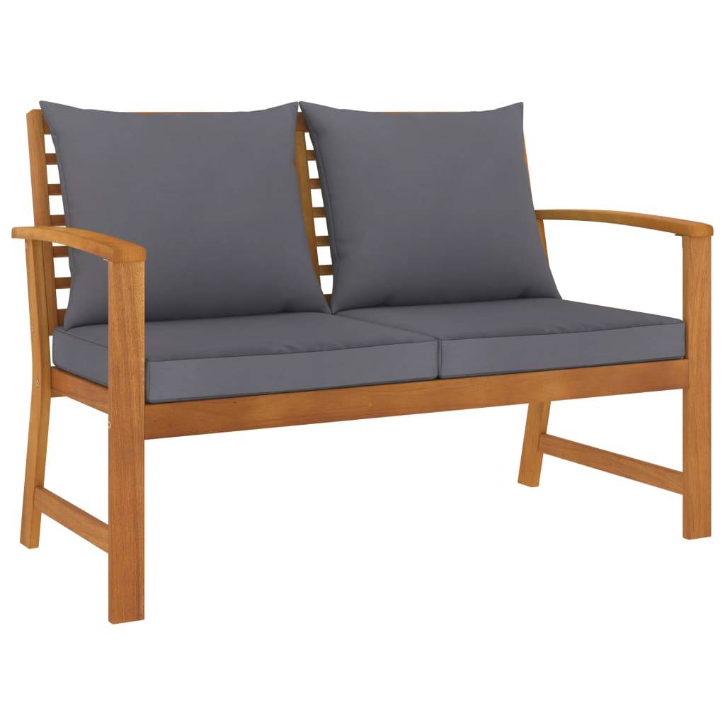 Helloshop26 - Banc de jardin meuble de patio d'extérieur terrasse et coussin gris foncé 120 x 60,5 x 81 cm bois solide d'acacia - Imagen 1