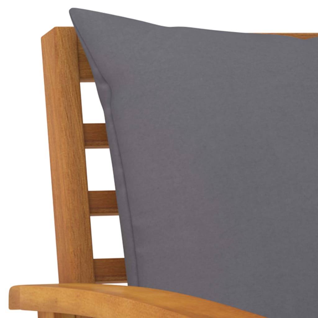 Helloshop26 - Banc de jardin meuble de patio d'extérieur terrasse et coussin gris foncé 120 x 60,5 x 81 cm bois solide d'acacia - Imagen 5